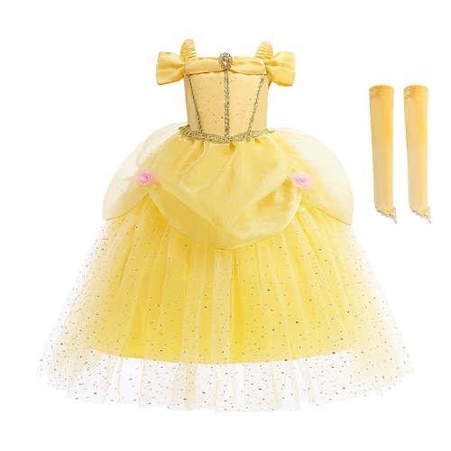 Buchwoche 2026 Prinzessin Belle Kleid Blumenmädchenkleid Prinzessin Cosplay-Kostüm Süß for Mädchen Kinder Weihnachten Kindertag Maskerade Hochzeit Hochzeitsgast Image