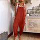 Damen Modisch Overall Jumpsuit Seitentaschen In voller Länge Hose Casual Wochenende Unelastisch Glatt Leinenoptik Komfort Mittlere Taillenlinie Grün Schwarz Rote S M L XL XXL