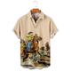 Herren Hemd Hawaiihemd Sommerhemd Vintage Hawaiihemden Grafik-Drucke Vintage Cowboy Umlegekragen Weiß Gelb Braun Beige Grau Outdoor Strasse Kurze Ärmel Button-Down Bedruckt Bekleidung Tropisch