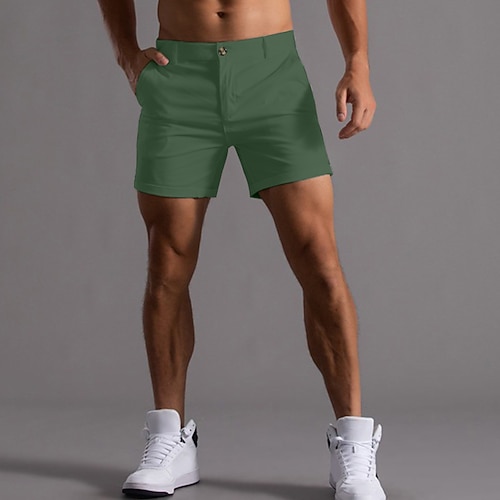 Herren Shorts Chino-Shorts Bermudashorts Arbeitsshorts Tasche Gerader Schnitt Einfach Komfort Weich Kurz Sport im Freien Lässig Täglich Mode Streetwear Schwarz Weiß Image