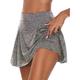 Damen Tennisrock Golfrock Yogashorts 2 in 1 Nahtlos Sonnenschutz Leichtgewichtig Yoga Fitness Fitnesstraining Laufrock Unten Feste Farbe 4 # Dunkelgrau Schwarz Sommer Übergröße Sport Sportkleidung