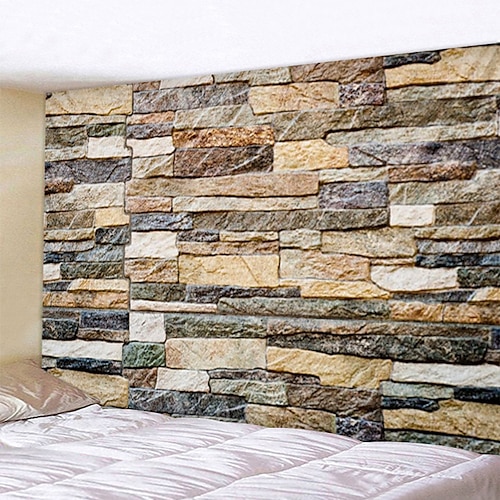 Vintage Wand Ziegel Wandteppich Kunst Dekor Decke Vorhang Picknick Tischdecke hängen Haus Schlafzimmer Wohnzimmer Wohnheim Dekoration Architektur Vintage rustikalen Stein Mauerwerk Wandtuch XXL Natur Image