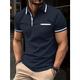 Herren Poloshirt Polos mit Knöpfen Casual Sport Kargen Kurzarm Modisch Basic Farbblock Patchwork Tasche Sommer Regular Fit Marineblau Weiß Wein Blau Grau Poloshirt