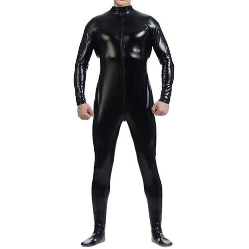 Glänzende Zentai-Anzüge Ganzkörperanzug Bodysuit Karnevalskostüm Ganzkörperanzug Herren Damen Sex Einfarbig Elasthan Latex Kostüm für Halloween Maskerade Erwachsene Image