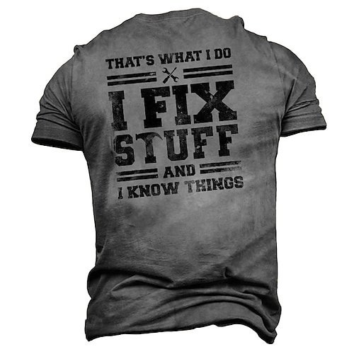 Herren Lustiges Ich repariere Sachen ich weiß Dinge Grafik T-Shirt Handwerker Arbeits Humor Tee Image