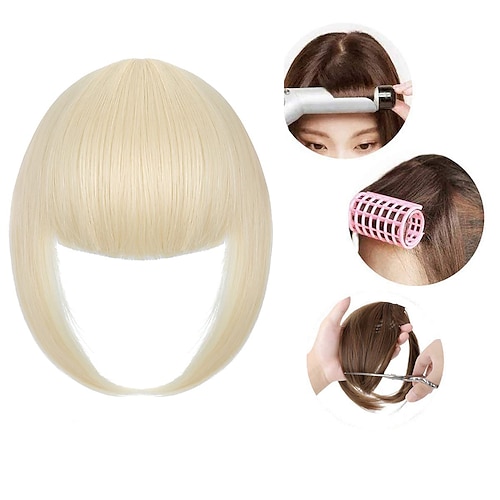 pony haarclip in pony pony fransen mit bügeln haarteile für frauen dicker pony flach ordentlich pony haarverlängerung zum täglichen tragen Image