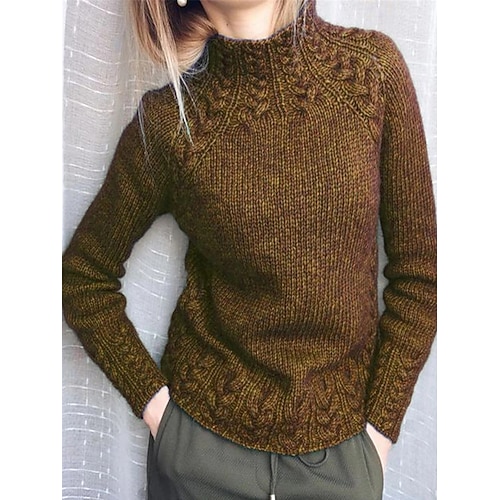 Damen Pullover Stilvoll Brautkleider schlicht Weich Feste Farbe Gedrehtes Rollkragen überdimensional Langarm Normale Oberteile Stricken Outdoor Täglich Festtage Schwarz Wein Herbst Winter Image