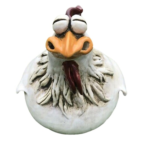 Fun Garden Art Resin Craft Chicken Statue Henne Skulptur Ornament für Hausgarten Yard Outdoor Decor Zubehör Zaundekoration Image