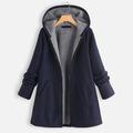 Damen Große Größen Übergröße Parka Zip Tasche Feste Farbe Ausgehen Outdoor warm halten Langarm Kapuzenpullover Lang Herbst Winter Marineblau Rote XL 2XL 3XL 4XL 5XL / locker