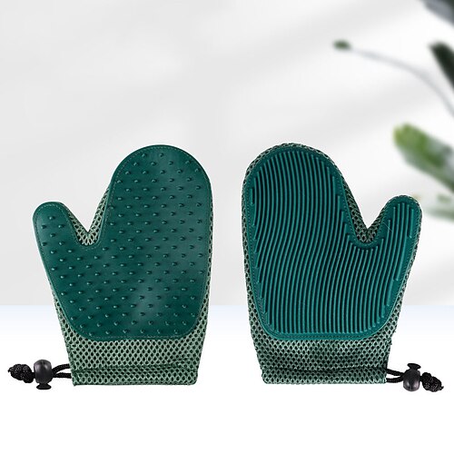 Hunde Katzen Bürsten Reinigung Haustierpflege-Handschuh Kieselgel Bürsten Hund sauber Versorgung Baden Massage Waschbar Langlebig Leichte Bedienung Haustiere Pflegezubehör Blau Grün Beige Image