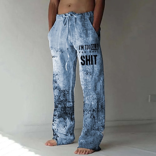 Herren Hose Hosen Sommerhosen Strandhose Kordelzug Elastische Taille 3D-Druck Buchstabe Grafik-Drucke Komfort Casual Täglich Festtage Strassenmode Hawaiianisch Blau Purpur Image
