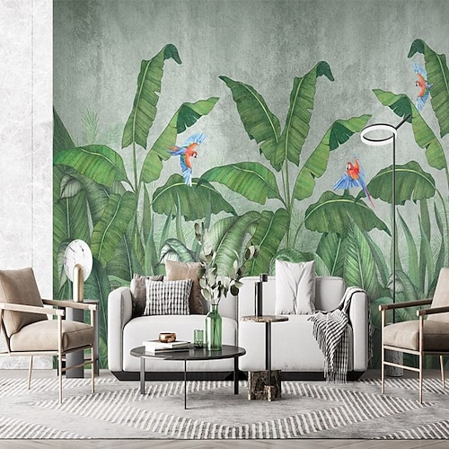 Coole Tapeten, Wald, schöne Tapete, Wandgemälde, Wandaufkleber mit Druck, abziehen und aufkleben, entfernbar, selbstklebend, malerischer tropischer Regenwald, Wegerich, PVC/Vinyl, Heimdekoration Image