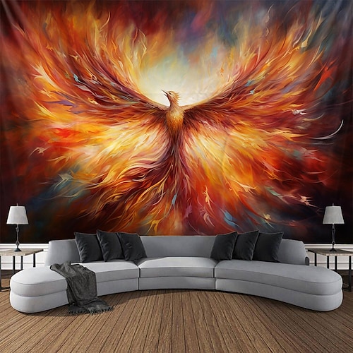 Phenix-Tier-Hängeteppich, Wandkunst, großer Wandteppich, Wanddekoration, Fotografie, Hintergrund, Decke, Vorhang, Zuhause, Schlafzimmer, Wohnzimmer, Dekoration Image