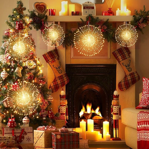 4er Set Feuerwerkslichter Dekorationen Sternenexplosion LED Kupferdraht Lichterkette 8 Modi batteriebetriebene Feenlichter mit Fernbedienung Hochzeitsdekorationen für Partys Patio Garten Image