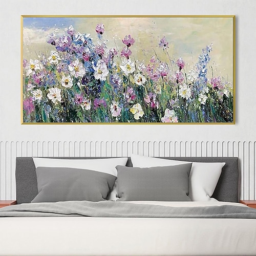 Handgemalte Blumen-Ölgemälde auf Leinwand, moderne Hochzeitsdekoration, Blumen-Baum-Ölgemälde, Wandkunst, Landschaftsgemälde für Wohnzimmer, Heimdekoration, Schlafzimmer, fertig zum Aufhängen oder auf Image