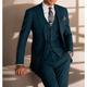 Schwarz, Blau, Armeegrün, Herren-Hochzeits-Tweed-Anzug, einfarbig, 3-teilig, Retro, Vintage, Übergröße, einreihig, zwei Knöpfe, 2024