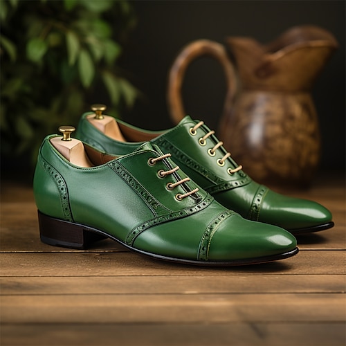 Herren Outdoor Retro Formale Schuhe Bullock Schuhe Abendschuhe Wanderschuhe Vintage Britisch Weihnachten Büro Karriere Party Abend PU Massage Komfortabel Verschleißfestigkeit Schnürsenkel Image
