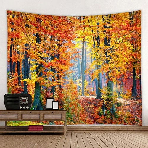 Schöner natürlicher Wald bedruckter großer Wandteppich, billiger Hippie-Wandbehang, böhmische Wandteppiche, Mandala-Wandkunst, Dekor Wandtuch XXL Natur Image