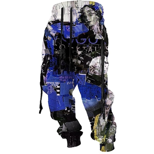 Graffiti Abstrakt Herren 3D-Druck Jogginghose Trainingshose Jogginghose Jogger Hosen Hose Outdoor Strasse Casual Polyester Rot Blau Purpur S M L Mittlere Taillenlinie Elastizität Hose Image