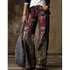 Damenmode Culottes Jeans mit weitem Bein Breites Bein Seitentaschen Aufdruck Hosen in voller Länge Lässiges Wochenende Mikroelastisch Schmetterling Batik Komfort Lose Aprikose 2xl