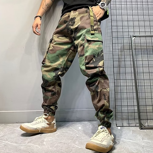 Herren Cargohose Cargohosen Cargohose Camo-Hosen Tasche Tarnfarben Komfort Atmungsaktiv Outdoor Täglich Ausgehen Modisch Brautkleider schlicht Armeegrün Grün Image
