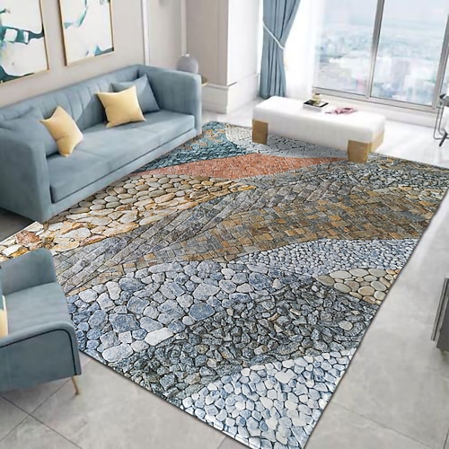 Kopfsteinpflaster Fußmatte rutschfeste Flurteppiche glatte Steinteppiche waschbar für Schlafzimmer Wohnzimmer Küche Badezimmer Image