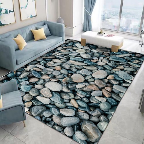 Kopfsteinpflaster Fußmatte rutschfeste Flurteppiche glatte Steinteppiche waschbar für Schlafzimmer Wohnzimmer Küche Badezimmer Image