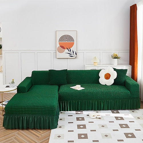 Stretch-Sofabezug, Schonbezug, Jacquard, elastisch, Sofagarnitur, Sessel, Zweisitzer, 4- oder 4- oder 3-Sitzer, Burgunderrot, L-Form, Weiß, Grau, Schwarz, einfarbig, weich, strapazierfähig, waschbar Image