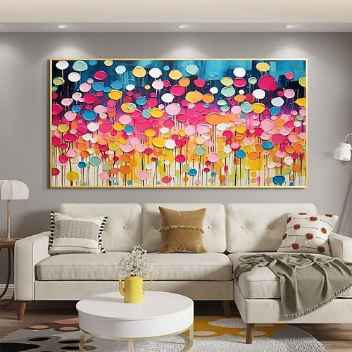 Handgefertigtes Ölgemälde auf Leinwand, Wandkunst, Dekoration, abstraktes, farbenfrohes, dickes Öl für die Inneneinrichtung, gerolltes, rahmenloses, ungedehntes Gemälde Image