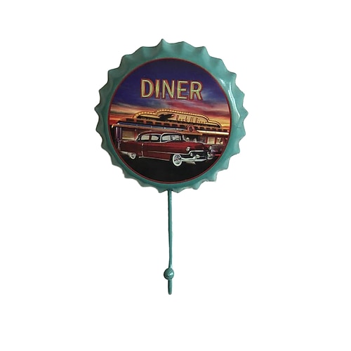 1 Stück Retro-Metallhaken mit Bierflaschenverschluss-Muster, wasserdichte Aufhängehaken, perfekt für Zimmer, Küche, Veranda, Tür und Heimwerker-Außendekoration, 10 x 16 cm/4'' x 6,3'' Image