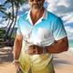 Palmen-Farbverlauf, tropisches Herren-Resort, hawaiianisches 3D-gedrucktes Hemd, kubanischer Kragen, kurze Ärmel, Sommer-Strand-Hemd, Urlaub, Alltagskleidung, S bis 3XL