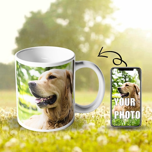 Personalisierte Foto Kaffeetasse - Individuelles Geschenk Reisetasse mit Bildern Weihnachtsgeschenk Tasse 330ml 11oz Keramiktasse für Tierliebhaber Familie Freunde Paare Papa Mama Image