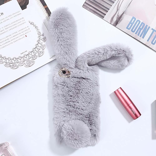 Handy Hülle Handyhüllen Für iPhone 16 15 14 Pro Max Plus 16e 13 12 11 Pro Max Mini Rückseite für Frauen Mädchen Warm Stoßfest Kaninchen Textil TPU Image