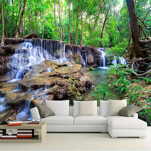 Wandteppich schöne hölzerne Leiter Wasserfall Landschaft Tapisserie hängen Stoff Hintergrund Stoff dekorative Stoff hängen Stoff Wandtuch XXL Natur Image