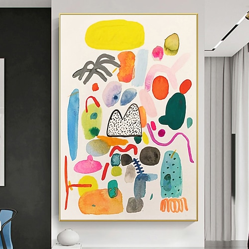 Mintura handgemachte abstrakte bunte Ölgemälde auf Leinwand, Wandkunst, Dekoration, modernes Bild für Heimdekoration, gerolltes, rahmenloses, ungedehntes Gemälde Image