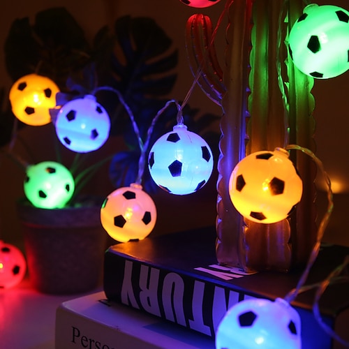 LED Fußball Lichterkette Euro Cup 3m 1,5m Batterie oder USB Betrieb Weltmeisterschaft DIY Fußball Lichterkette Bar KTV Club Party Kinderzimmer Dekoration Image