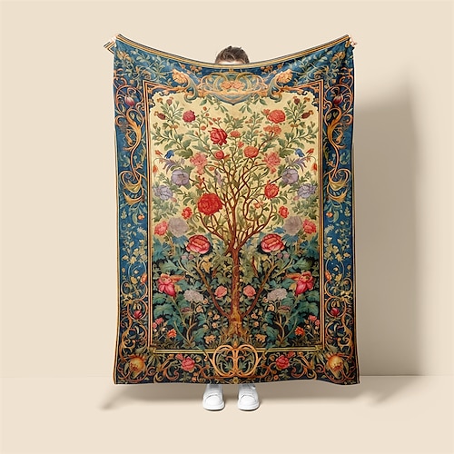 Der Baum des Lebens, Vintage-Muster, superweiche Überwurfdecke, neuartige Flanell-Überwurfdecken, warm bedruckt, für alle Jahreszeiten, Geschenke, Heimdekoration, große Decke Image