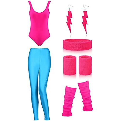 1980er One Piece PU - Leder Jumpsuit Kostüm Damen Halloween Karneval Maskerade Party / Abend Junggesellinnenabschiedsparty Pride Parade Erwachsene 1 Paar Ohrringe Trikot / Einteiler Hose