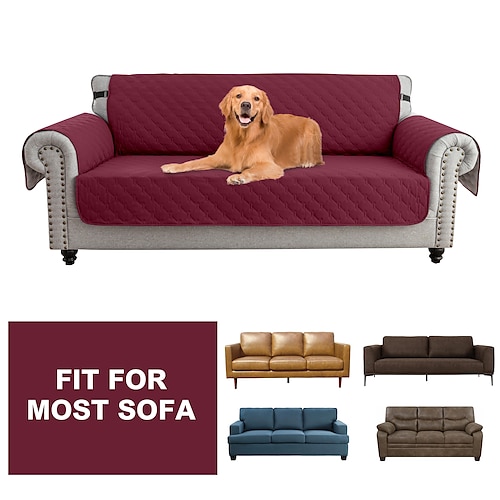 100 % wasserdichte Sofabezüge für Hunde und Haustiere, Couchbezug, Sofabezug, Liegestuhlbezug, burgunderroter Couchschutz, rutschfester Sofabezug für 1/2/3/4 Kissen, Couch, Liegestuhl, Möbelschutz Image