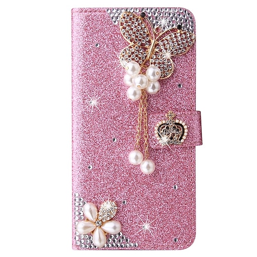 Handy Hülle Handyhüllen Für Samsung Galaxy S25 S23 S22 S21 FE S21 Ultra Plus A35 5G A54 A73 A53 A33 Brieftaschenhülle Strass Mit Kartenhalter Magnetischer Flip Glitzernd Kristalldiamant PU-Leder Image