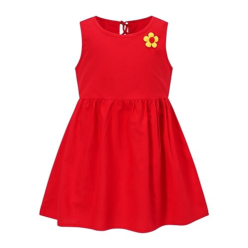 kinderkleidung Mädchen Kleid Graphic Ärmellos Formal Outdoor Party Modisch Kuschelig Nylon Sommer Frühling 4 Jahre 8011A-75 satte rosa Blüte 8011A-73 roter Aufkleber 8011A-74 blauer Aufkleber Image