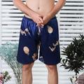 Herren Schlafanzüge Boxershorts aus Seide Pyjama-Shorts Grafik-Drucke Einfach Casual Komfort Heim Kunstseide Komfort Atmungsaktiv Kurze Hose Kurze Hosen Elastische Taille Sommer Silber Meerblau