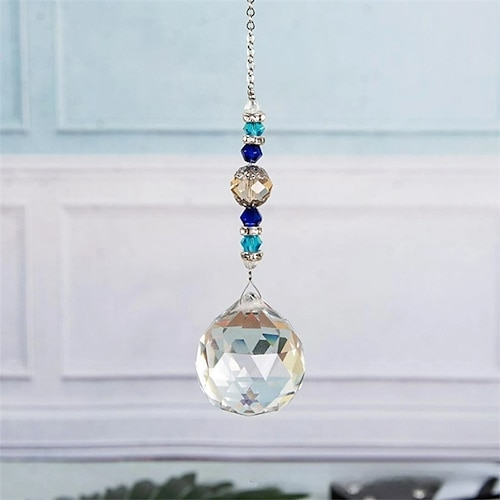1 Stück Kristall-Sonnenfänger, Fenster-Prisma-Kugel, Regenbogen-Maker, hängender Anhänger für Haus, Garten, Hof, Schlafzimmer, Balkon, Terrasse, Dekor