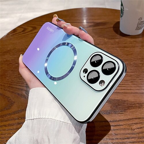 Handy Hülle Handyhüllen Für iPhone 17 Pro Max 17 Air 16 15 14 Pro Max Plus 13 12 Pro Max Mit Magsafe mit Displayschutz Unterstützt kabelloses Laden Farbverläufe Gehärtetes Glas Image