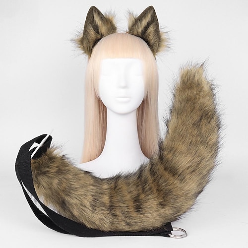 Fuchsschwanzclip Katzenohren Wolfspfoten Handschuhe Cosplay Kostüm Karneval ausgefallene Party Kostüm Accessoires
