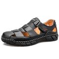 Herren Sandalen Ledersandalen Handgefertigte Schuhe Römische Schuhe Strand Design Outdoor Täglich Nappaleder Atmungsaktiv Klettverschluß Schwarz Braun Sommer Frühling