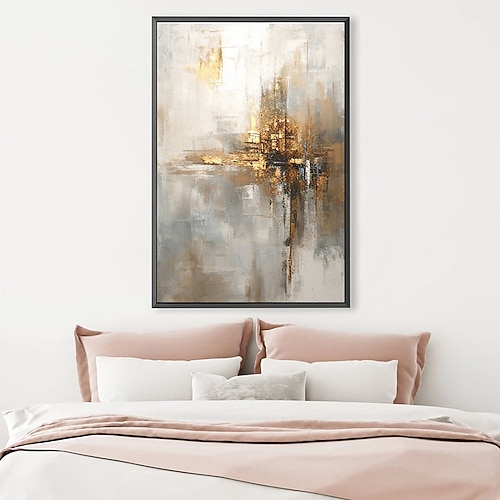 Großes handgemaltes Blattgoldgemälde auf Leinwand, abstraktes beiges Ölgemälde, luxuriöse Kunst, strukturiertes Gemälde, handgemalte Kunst, goldenes Ölgemälde, Wanddekoration für Hoteldekoration Image