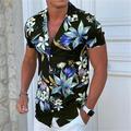 Herren Hemd Camp-Shirt Grafik-Shirt Aloha-Shirt Blumen Umlegekragen Schwarz Weiß Gelb Blau Purpur Print Outdoor Strasse Kurzarm Button-Down Bekleidung Modisch Designer Brautkleider schlicht