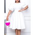 Damen abendkleider Heimkehr-Kleid Cocktailkleid Rüschen Rundhalsausschnitt Kurzarm Midikleid kleid hochzeitsgast Geburtstag Schwarz Weiß Sommer Frühling