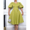 Damen abendkleider Heimkehr-Kleid Cocktailkleid Rüschen Rundhalsausschnitt Kurzarm Midikleid kleid hochzeitsgast Geburtstag Schwarz Weiß Sommer Frühling